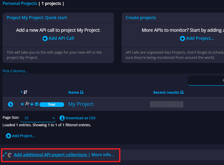 APImetrics API Directory add a custom collection